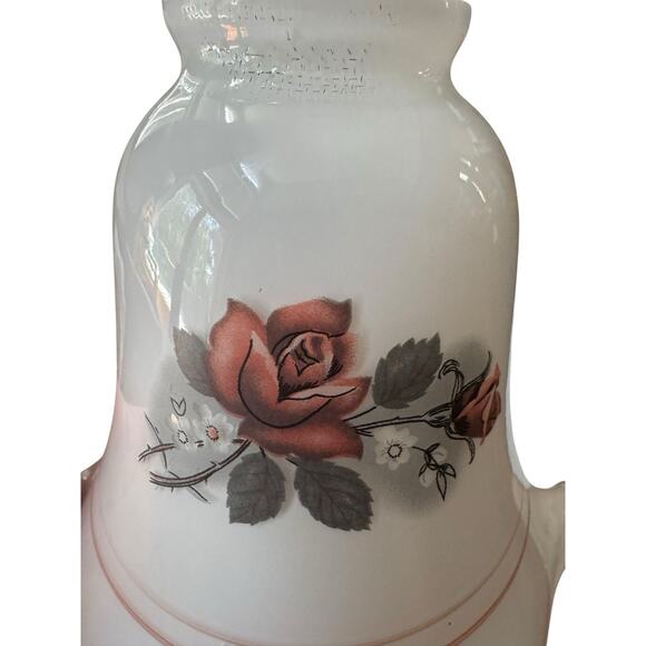 VTG 1980s Luster Milk Glass Ceiling Fan Globe Rose 3 Piece Set Floral Cottage - Picture 12 of 13